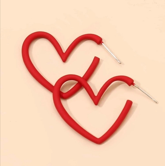 LAST ONE HEART HOOP HEART S Dangle Heart Earrings Valentines Day Earrings Hoop - Picture 2 of 4